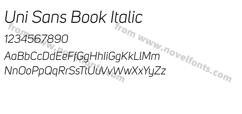 Uni Sans Book ItalicPreview