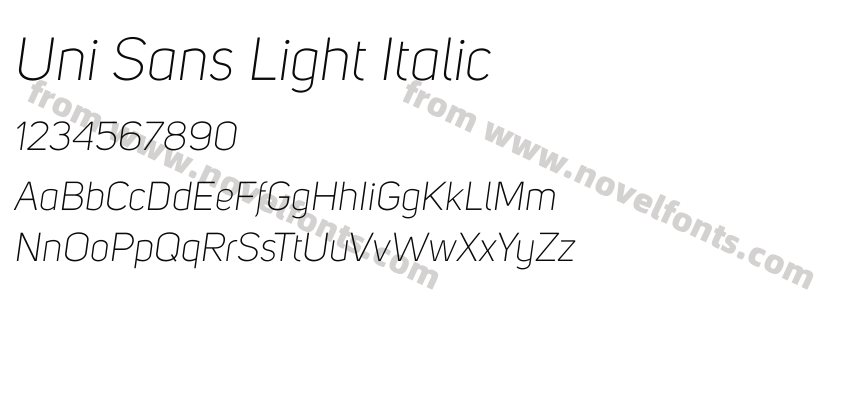 Uni Sans Light ItalicPreview