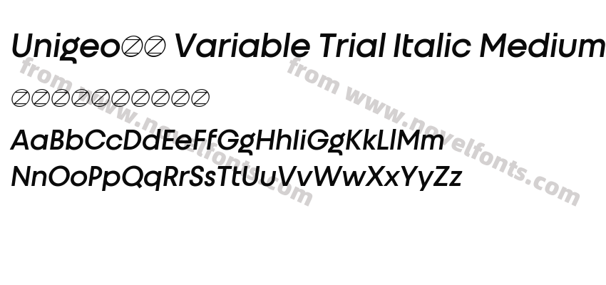 Unigeo32 Variable Trial Italic Medium ItalicPreview