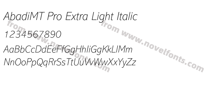 AbadiMT Pro Extra Light ItalicPreview