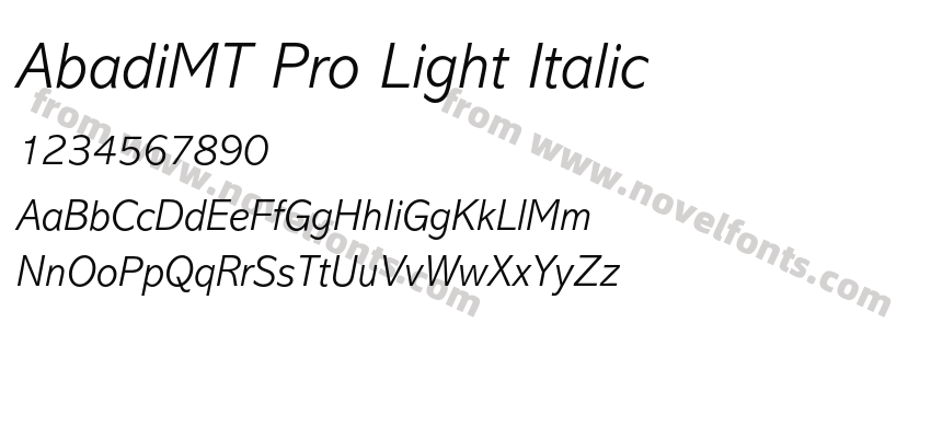 AbadiMT Pro Light ItalicPreview