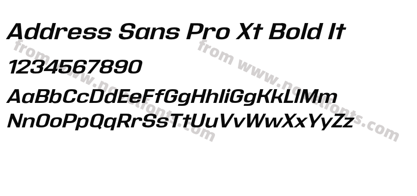 Address Sans Pro Xt Bold ItPreview