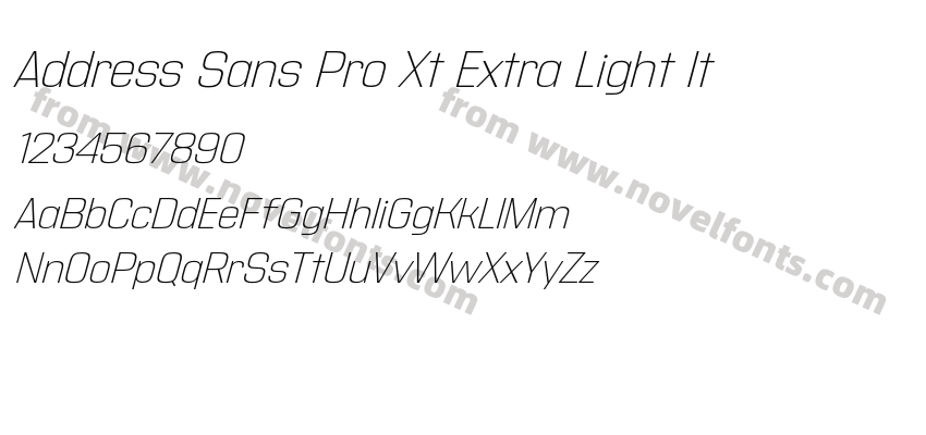 Address Sans Pro Xt Extra Light ItPreview