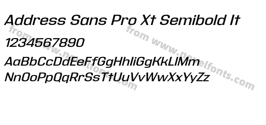 Address Sans Pro Xt Semibold ItPreview