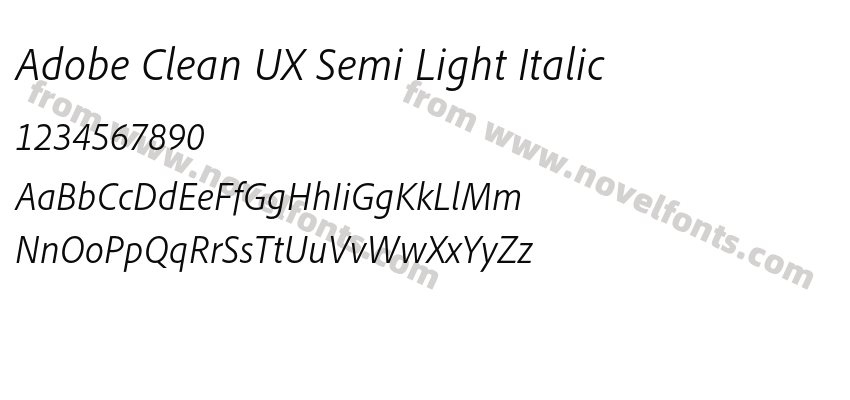 Adobe Clean UX Semi Light ItalicPreview