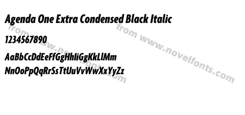 Agenda One Extra Condensed Black ItalicPreview