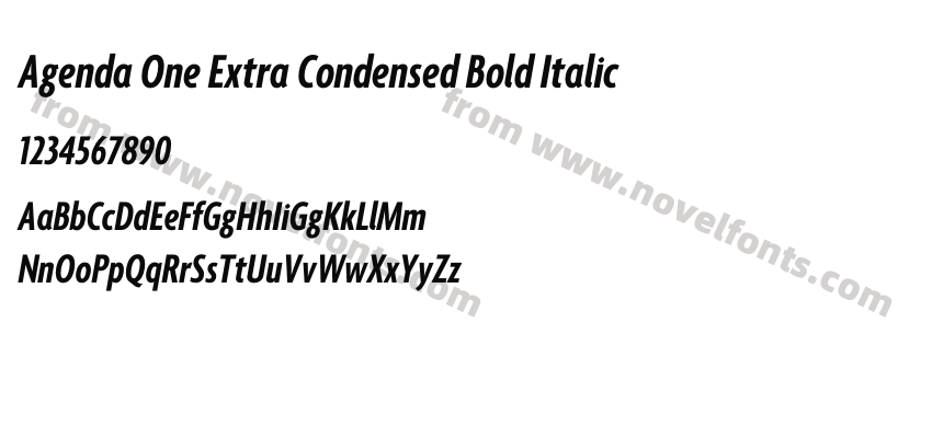 Agenda One Extra Condensed Bold ItalicPreview