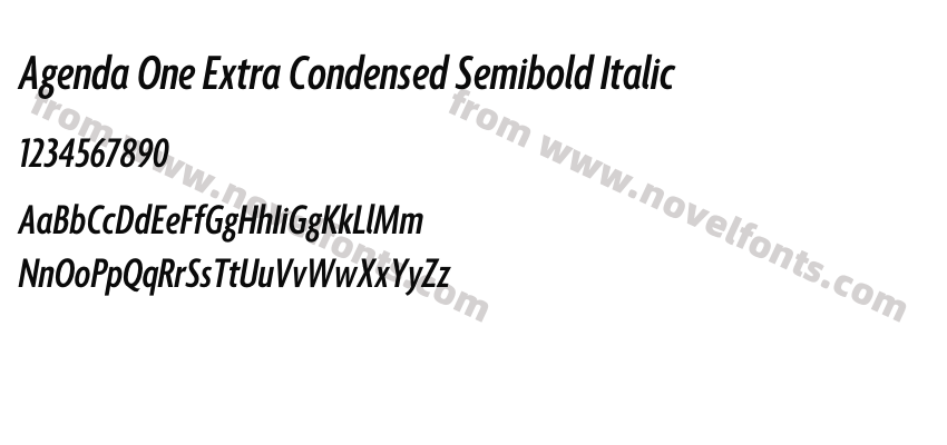 Agenda One Extra Condensed Semibold ItalicPreview