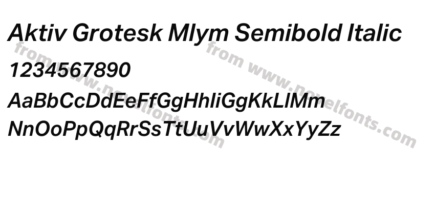 Aktiv Grotesk Mlym Semibold ItalicPreview