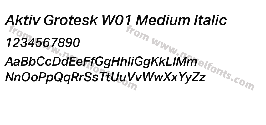 Aktiv Grotesk W01 Medium ItalicPreview