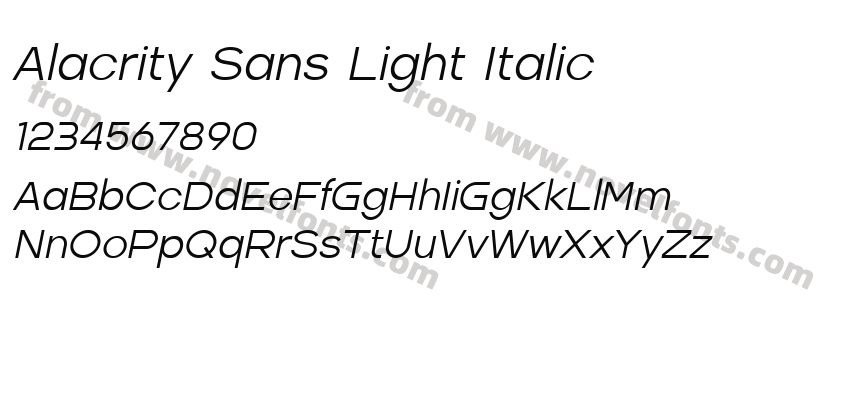 Alacrity Sans Light ItalicPreview