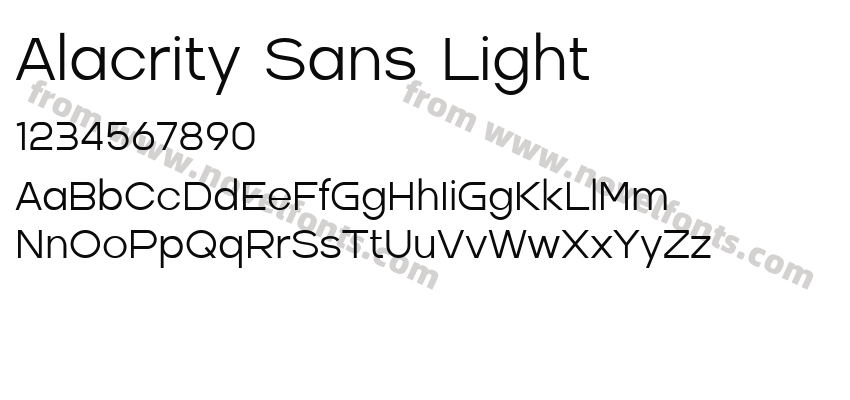 Alacrity Sans LightPreview