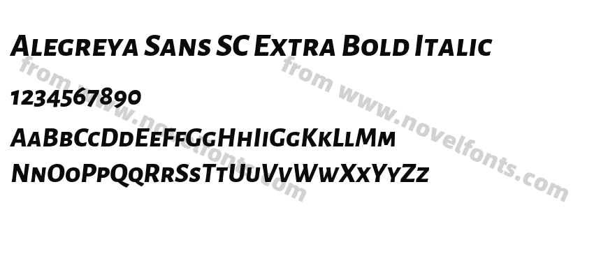 Alegreya Sans SC Extra Bold ItalicPreview