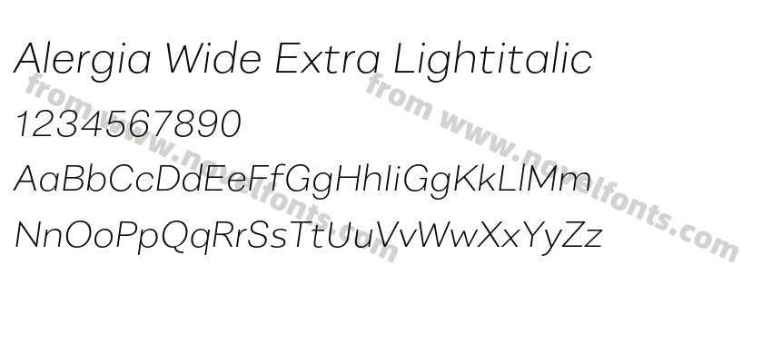 Alergia Wide Extra LightitalicPreview
