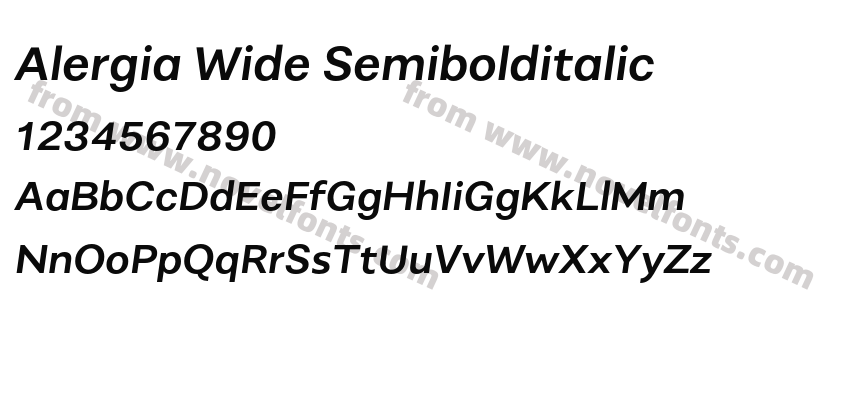 Alergia Wide SemibolditalicPreview