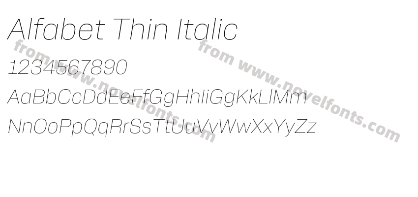 Alfabet Thin ItalicPreview