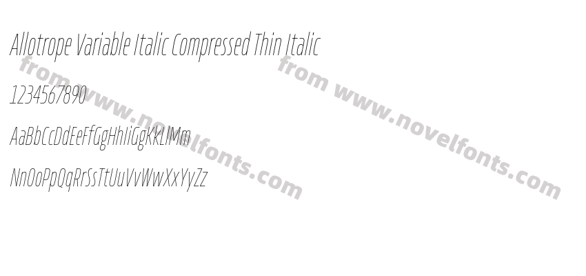 Allotrope Variable Italic Compressed Thin ItalicPreview