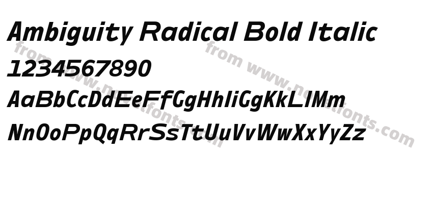 Ambiguity Radical Bold ItalicPreview