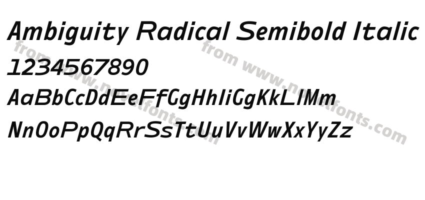 Ambiguity Radical Semibold ItalicPreview
