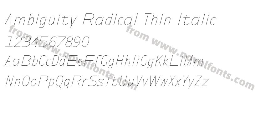 Ambiguity Radical Thin ItalicPreview
