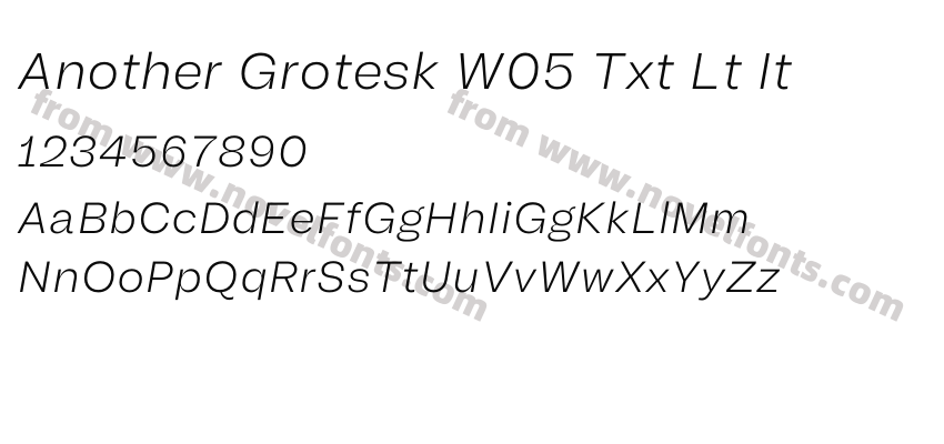 Another Grotesk W05 Txt Lt ItPreview
