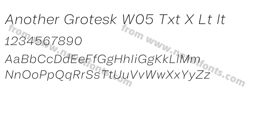 Another Grotesk W05 Txt X Lt ItPreview