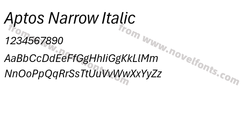 Aptos Narrow ItalicPreview