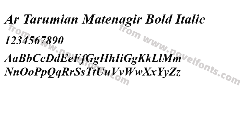 Ar Tarumian Matenagir Bold ItalicPreview