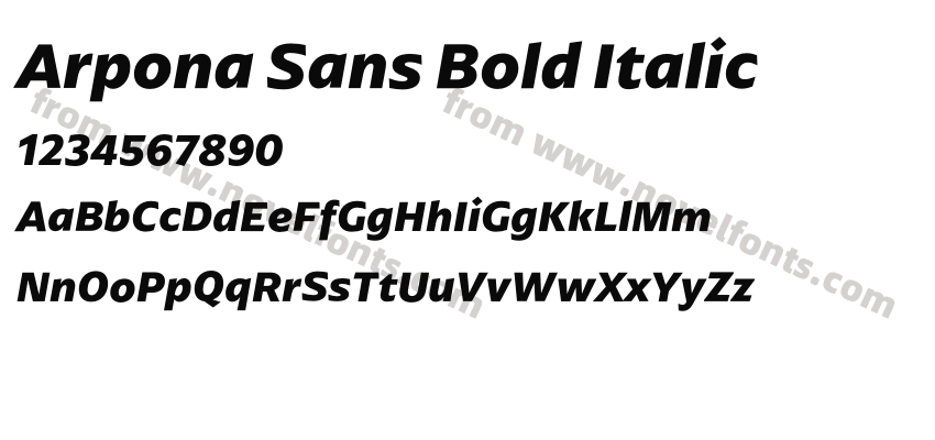 Arpona Sans Bold ItalicPreview