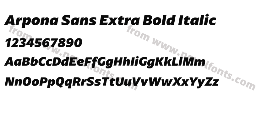 Arpona Sans Extra Bold ItalicPreview