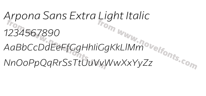 Arpona Sans Extra Light ItalicPreview