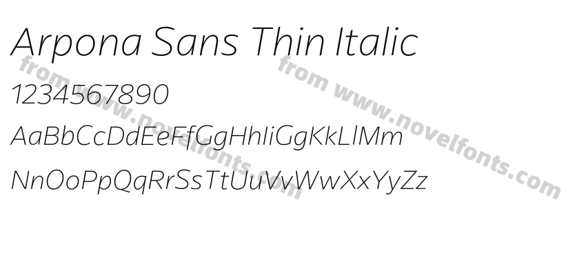 Arpona Sans Thin ItalicPreview