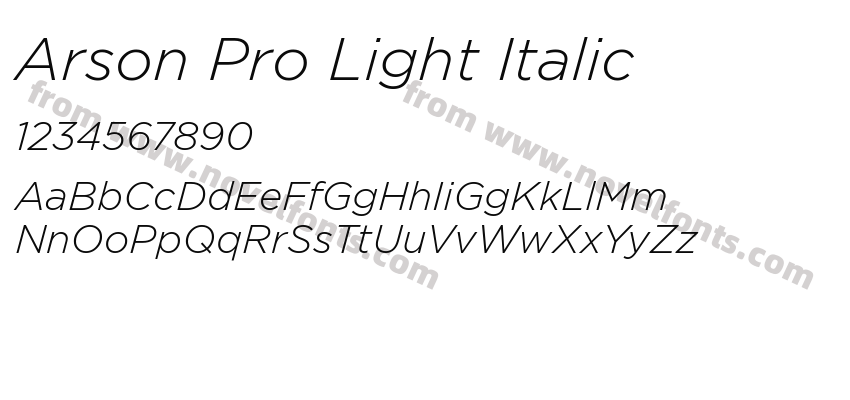 Arson Pro Light ItalicPreview
