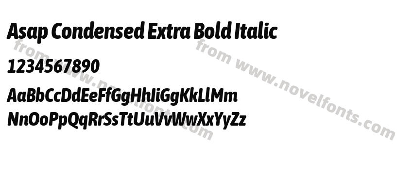 Asap Condensed Extra Bold ItalicPreview