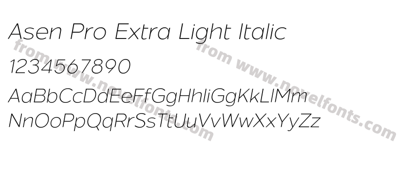 Asen Pro Extra Light ItalicPreview