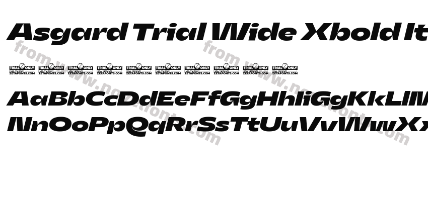 Asgard Trial Wide Xbold Italic TrialPreview