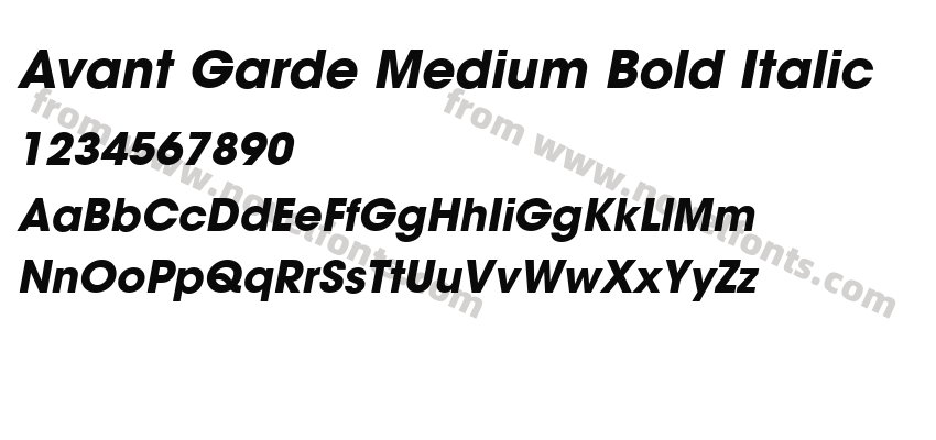 Avant Garde Medium Bold ItalicPreview