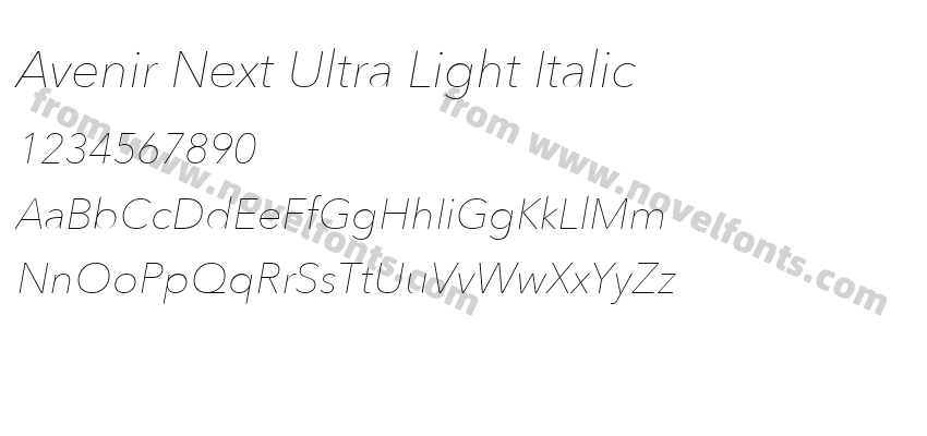 Avenir Next Ultra Light ItalicPreview