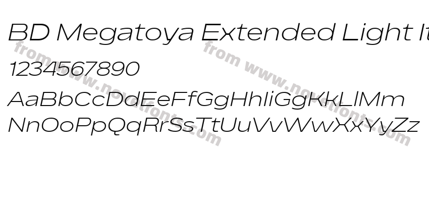 BD Megatoya Extended Light ItalicPreview
