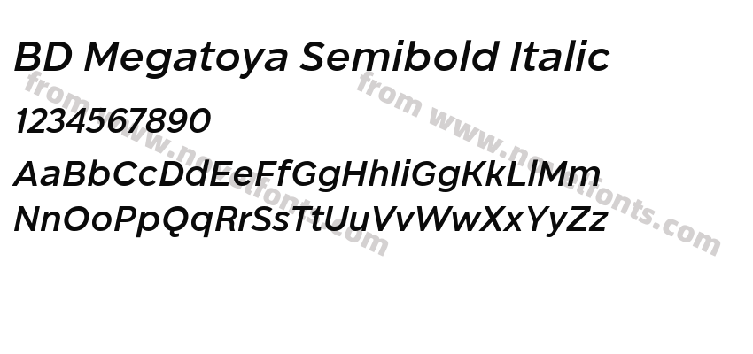 BD Megatoya Semibold ItalicPreview