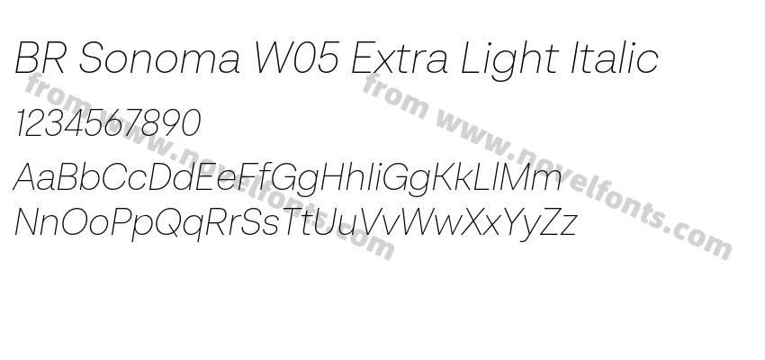 BR Sonoma W05 Extra Light ItalicPreview