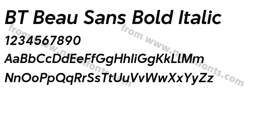 BT Beau Sans Bold ItalicPreview