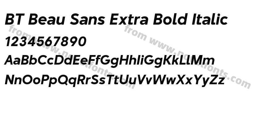 BT Beau Sans Extra Bold ItalicPreview