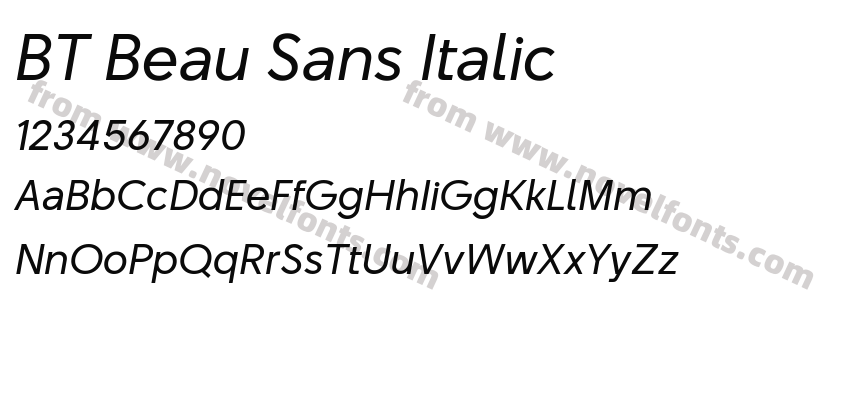 BT Beau Sans ItalicPreview