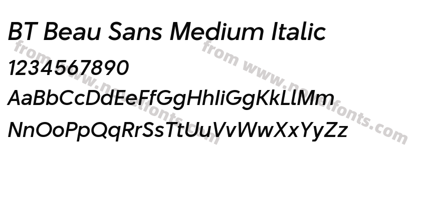 BT Beau Sans Medium ItalicPreview