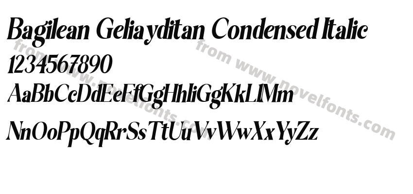 Bagilean Geliayditan Condensed ItalicPreview