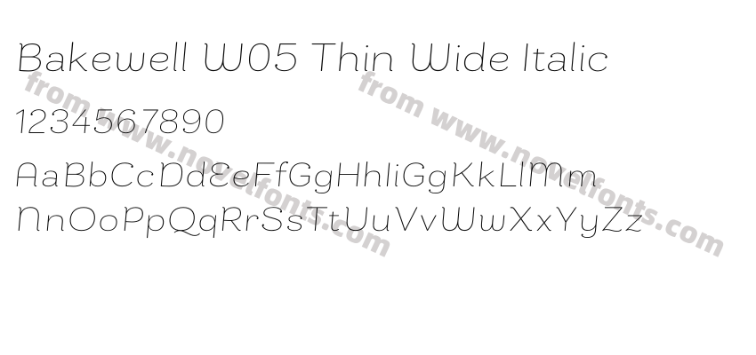 Bakewell W05 Thin Wide ItalicPreview