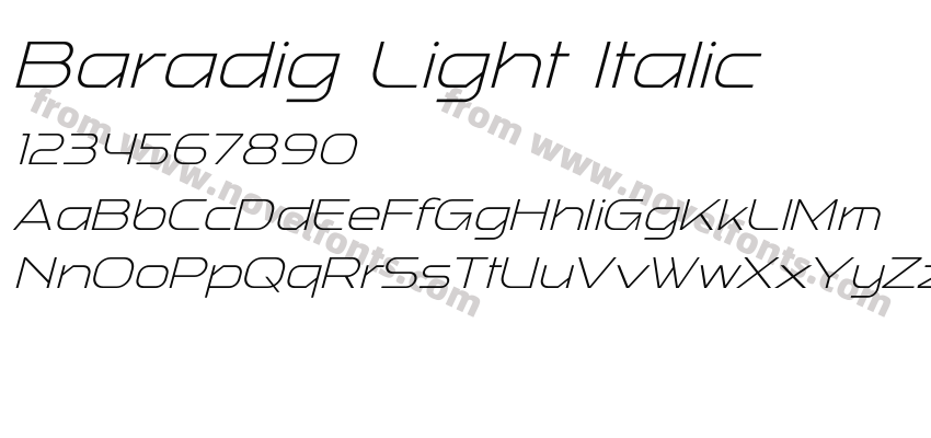 Baradig Light ItalicPreview