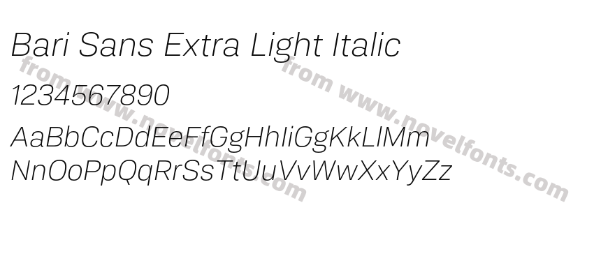 Bari Sans Extra Light ItalicPreview