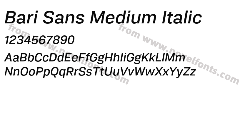 Bari Sans Medium ItalicPreview